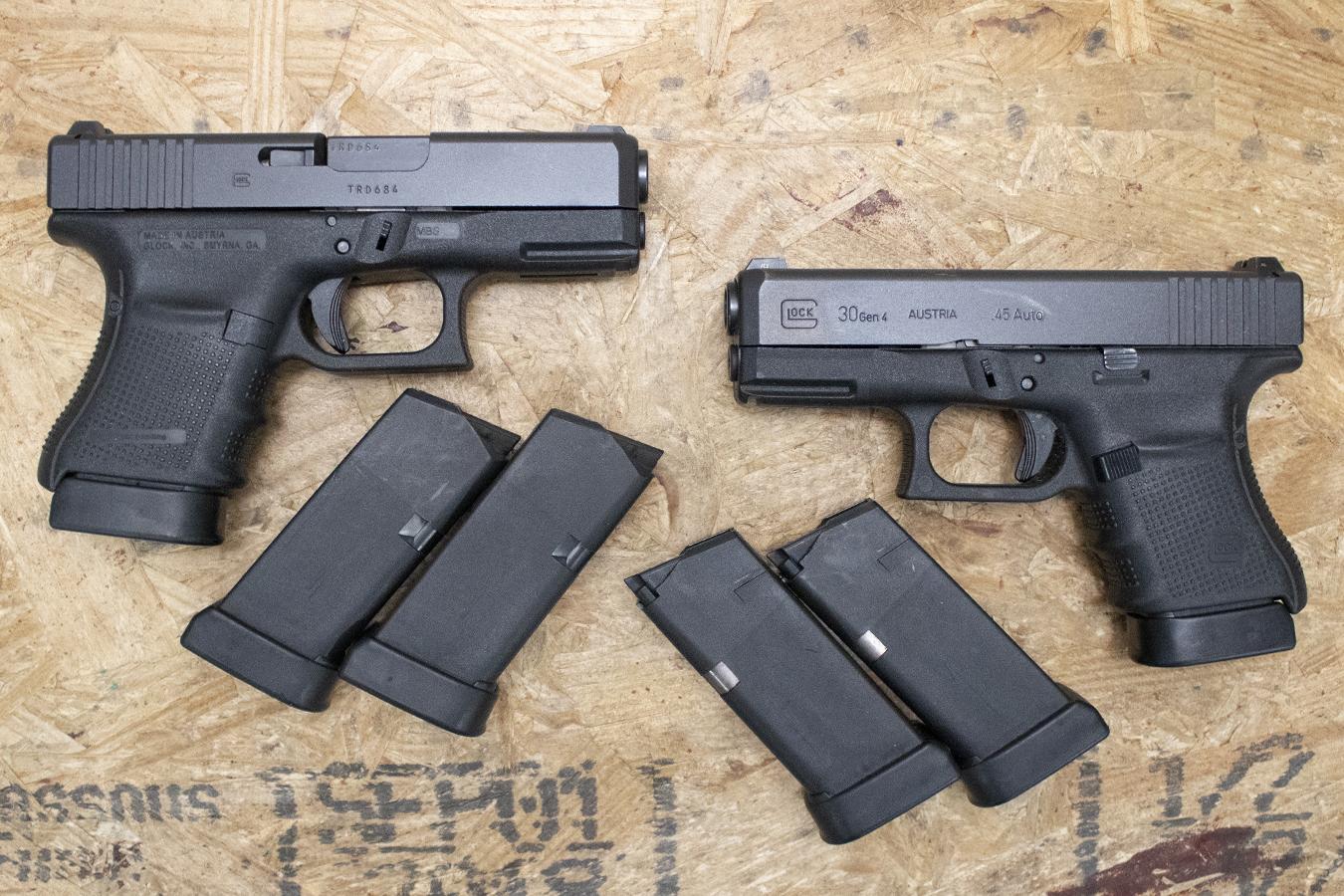 GLOCK 30 Gen4 45ACP Police Trade-In Pistols with Three Magazines